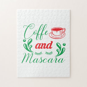 Merry Xmas Coffee And Mascara Jigsaw Puzzle