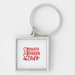 Merry Xmas Crazy Jesus Lady Key Ring