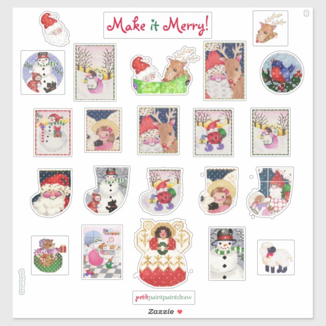 Merry Xmas Custom-Cut Vinyl Stickers II (Sheet)