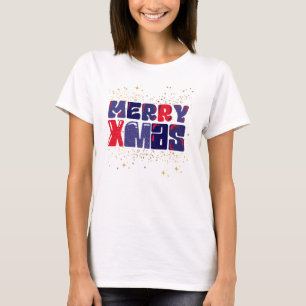 Merry Xmas Cute Red Blue Gold T-Shirt