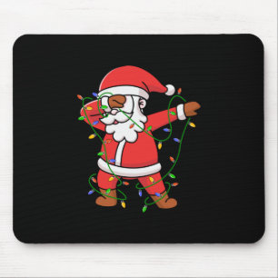 Merry Xmas Dabbing Santa Christmas Tree Light Mouse Pad