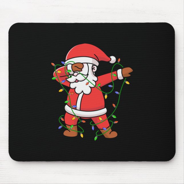 Merry Xmas Dabbing Santa Christmas Tree Light Mouse Pad (Front)