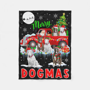 Merry Xmas Dog Santa Carrying Bull Terriers On Pic Fleece Blanket