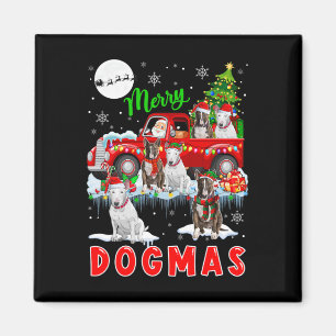 Merry Xmas Dog Santa Carrying Bull Terriers On Pic Magnet