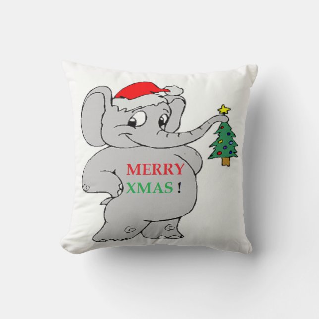 "MERRY XMAS" ELEPHANT CUSHION (Front)