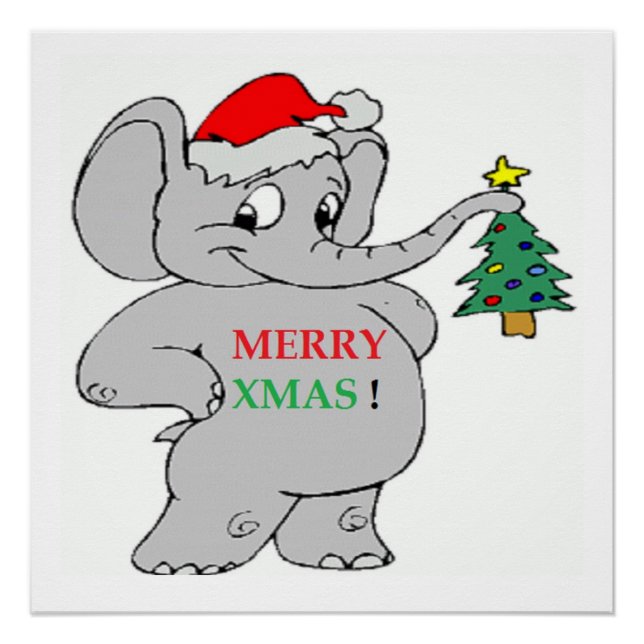 "MERRY XMAS" ELEPHANT POSTER (Front)