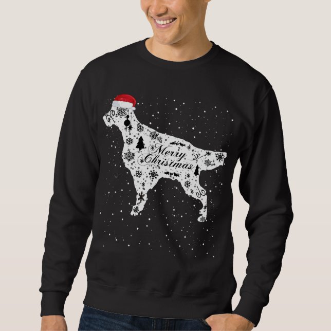 Merry Xmas English Setter Dog Christmas Sweatshirt (Front)