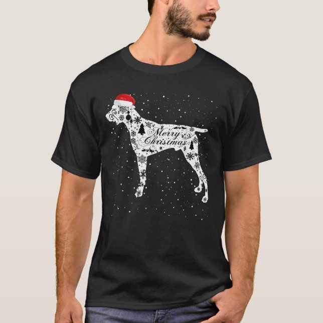 Merry Xmas German Shorthaired Pointer Dog Christma T-Shirt (Front)