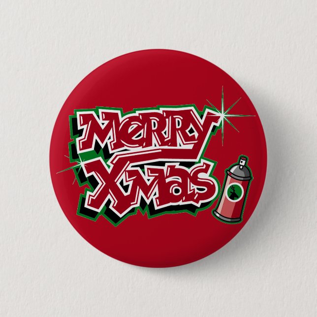 Merry Xmas Graffiti button (Front)