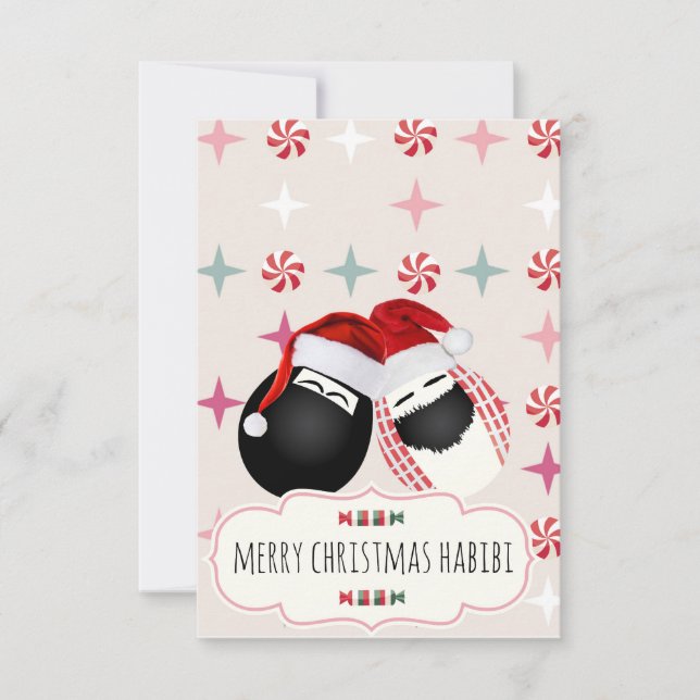 Merry Xmas HABIBI Mr. Mrs. Egg Card (Front)