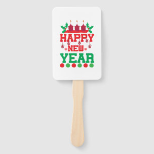 Merry Xmas Happy New Year Hand Fan