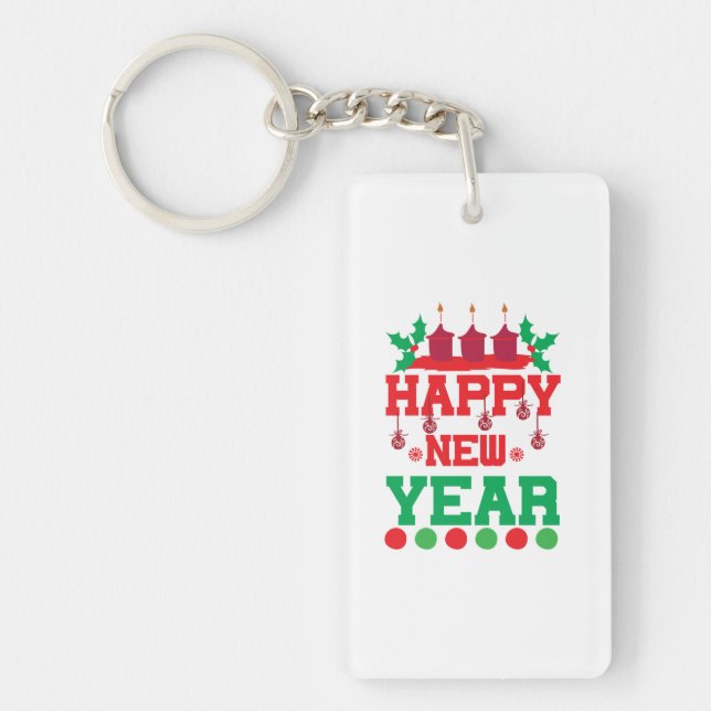 Merry Xmas Happy New Year Key Ring (Front)