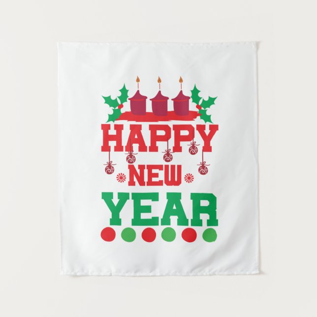 Merry Xmas Happy New Year Tapestry (Front)