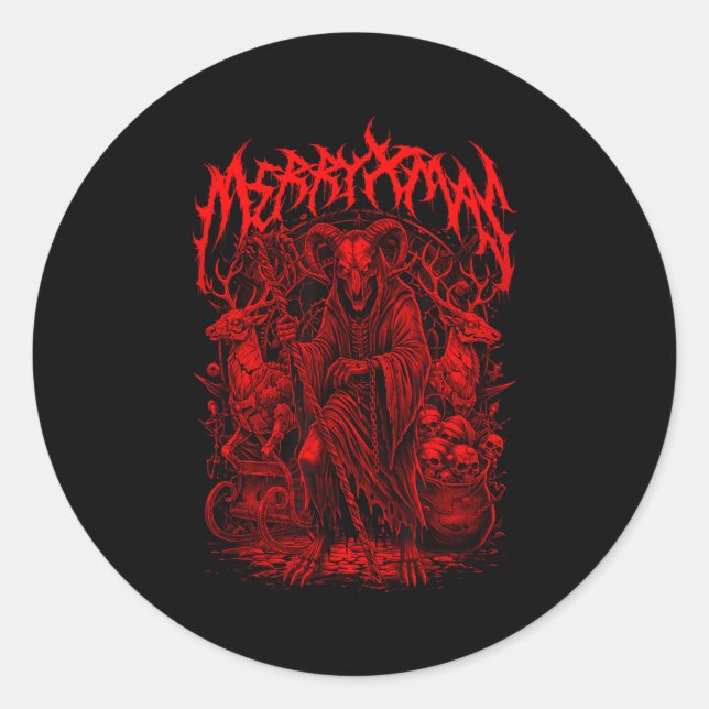 Merry Xmas Heavy Metal Band Parody Death Metal Vin Classic Round Sticker (Front)