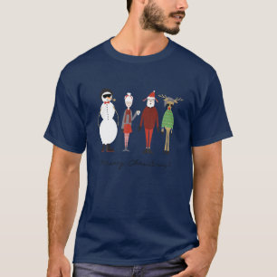 Merry Xmas Hipster Cute Santa T-Shirt