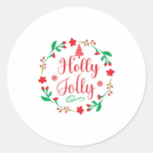 Merry Xmas Holly Jolly Classic Round Sticker