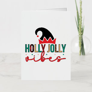 Merry Xmas Holly Jolly Vibes Foil Holiday Card