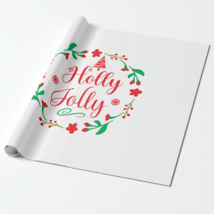 Merry Xmas Holly Jolly Wrapping Paper