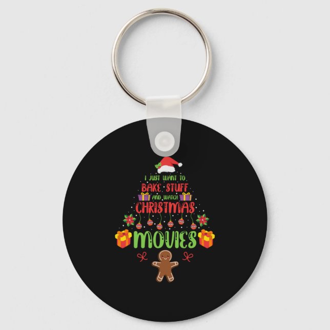 Merry Xmas I Just Want To Bake Stuff Key Ring (Front)