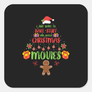 Merry Xmas I Just Want To Bake Stuff Square Sticker