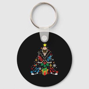 Merry Xmas Ice Hockey Christmas Tree Key Ring