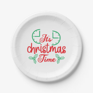 Merry Xmas It Is Christmas Time Paper Plate