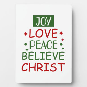 Merry Xmas Joy Love Peace Believe Plaque