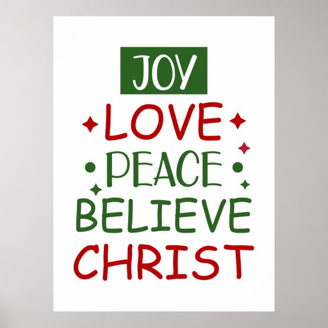Merry Xmas Joy Love Peace Believe Poster (Front)