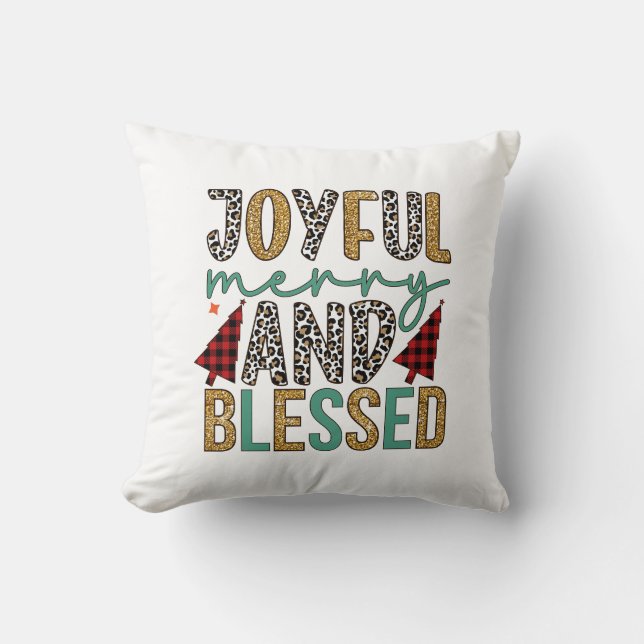 Merry Xmas Joyful Merry And Blessed Cushion (Front)
