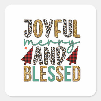 Merry Xmas Joyful Merry And Blessed Square Sticker