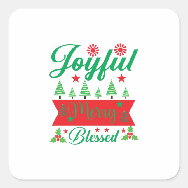 Merry Xmas Joyful Merry Blessed Square Sticker (Front)