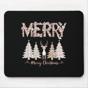 Merry Xmas Leopard Cheetah Buffalo Pink Plaid Chri Mouse Pad