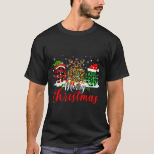 Merry Xmas Leopard Plaid Santa Elf Reindeer Volley T-Shirt