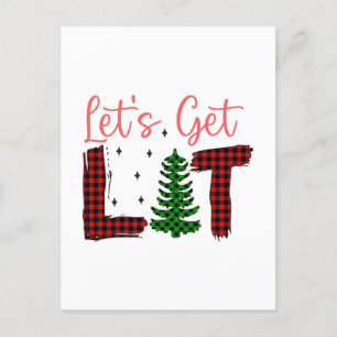 Merry Xmas Let's Get Lit Christmas Holiday Postcard