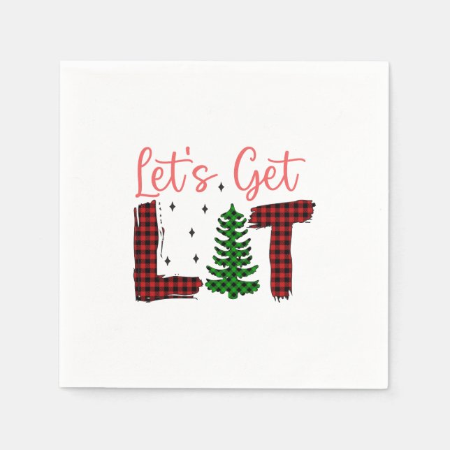 Merry Xmas Let's Get Lit Christmas Napkin (Front)