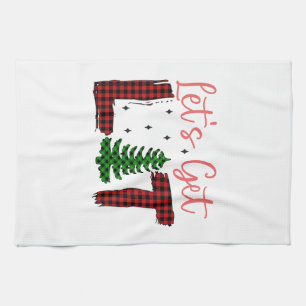 Merry Xmas Let's Get Lit Christmas Tea Towel