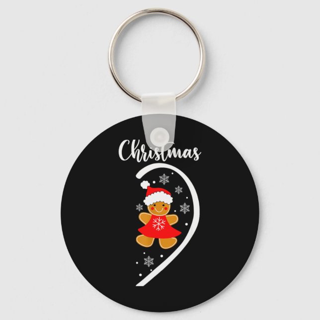 Merry Xmas Matching Christmas Pajama Black Crew Ne Key Ring (Front)