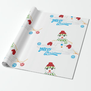merry xmas melting snowman wrapping paper