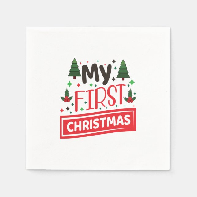 Merry Xmas My First Christmas Napkin (Front)