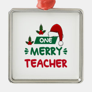 Merry Xmas One Merry Teacher Metal Tree Decoration
