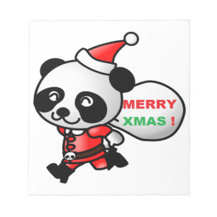 "MERRY XMAS" PANDA BEAR SANTA NOTEPAD