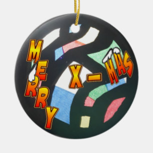 Merry Xmas Pattern Circle Ornament
