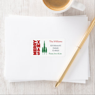 Merry Xmas Pine Trees Address Label