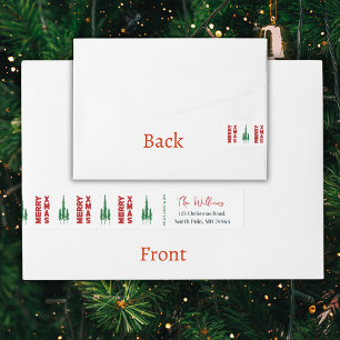 Merry Xmas   Pine Trees  Wraparound Address Label