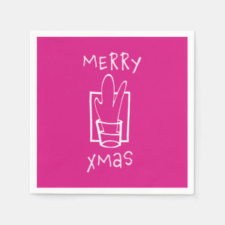 Merry Xmas Pink Napkin