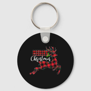 Merry Xmas Red Buffalo Plaid Christmas Reindeer Sa Key Ring