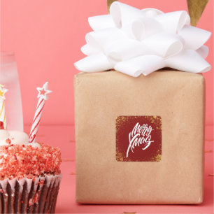 Merry xmas red square sticker