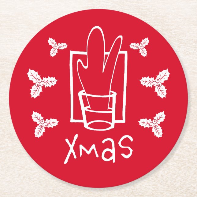 Merry Xmas Round Paper Coaster (Front)