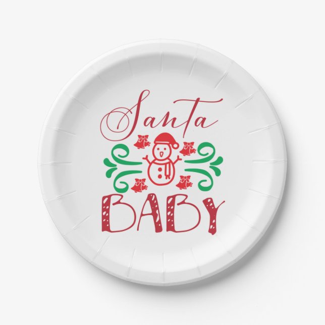 Merry Xmas Santa Baby Paper Plate (Front)