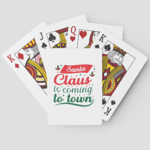 Merry Xmas Santa Claus Is Coming To Town Playing Cards